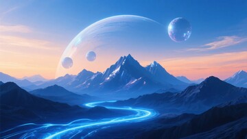 梦幻外星山脉与流光场景081