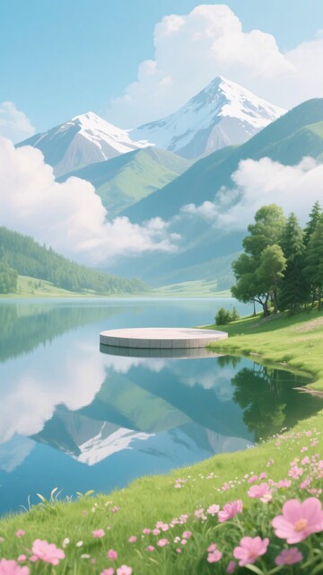 唯美山间湖泊自然风光图003