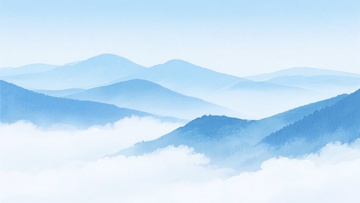 云雾缭绕的蓝色山峦风景957