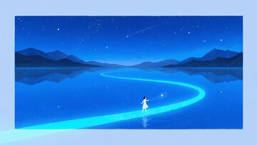 女孩于蓝色星河中独自行走701