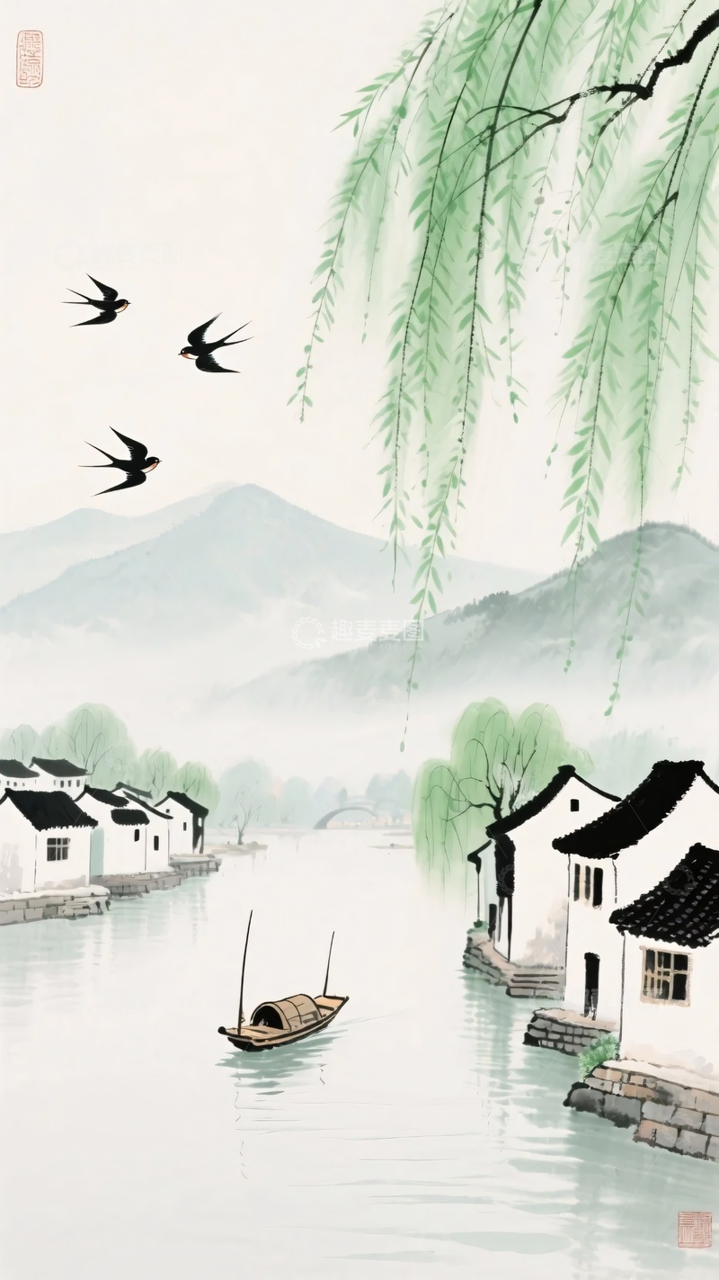 高清大图下载【趣麦麦图】-江南水乡春日风景图097