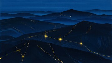山间夜幕下的闪烁灯光440