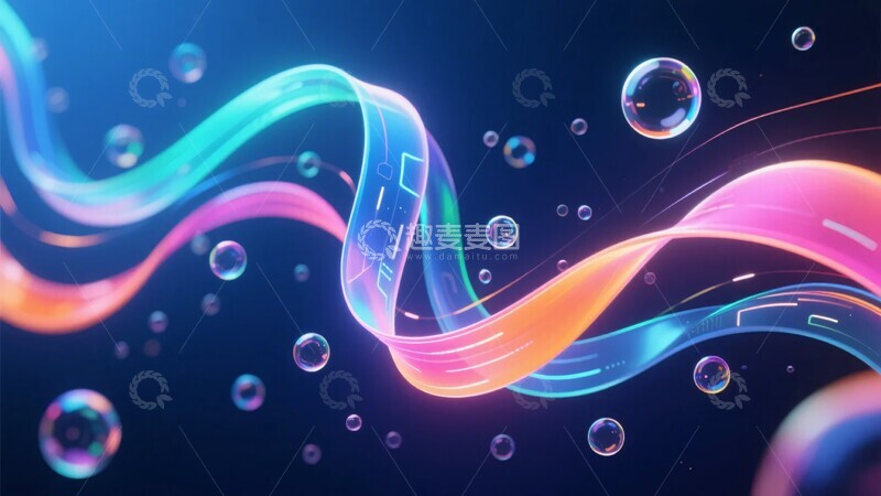 高清大图下载【趣麦麦图】炫彩流体与气泡梦幻画面758