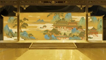 中式山水宫殿背景画面069