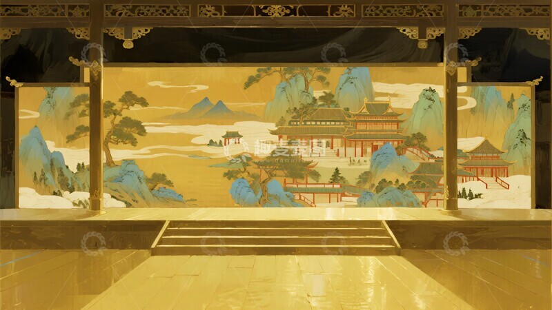 高清大图下载【趣麦麦图】-中式山水宫殿背景画面069