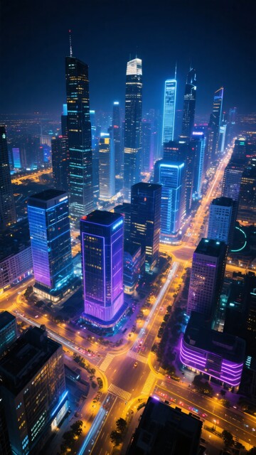 璀璨夜景下的城市高楼641