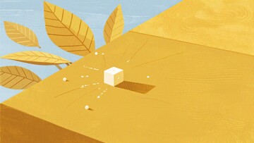 金色平台上的立方体与叶片259