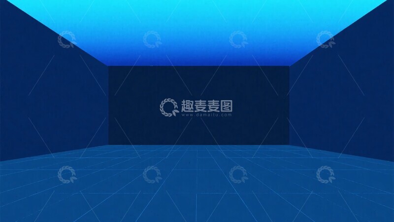 高清大图下载【趣麦麦图】蓝色渐变空旷室内场景020