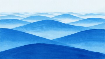 蓝色渐变波浪山丘插画904