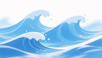 蓝色海浪插画056