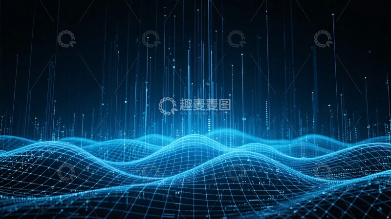 高清大图下载【趣麦麦图】-科技感蓝色数据波形背景149