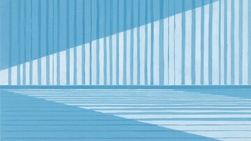 蓝白条纹室内场景插画424