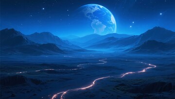 夜空下的地球与山川景象941