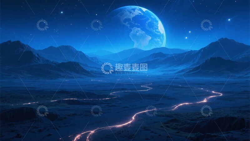 高清大图下载【趣麦麦图】-夜空下的地球与山川景象941
