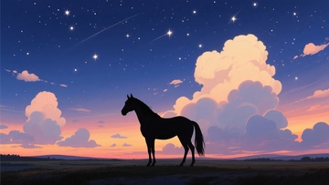 星空下站立的黑马064