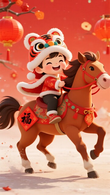 萌娃骑骏马迎新春128