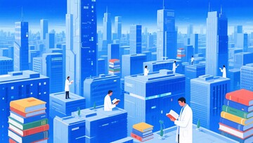 城市中科研人员工作插画033