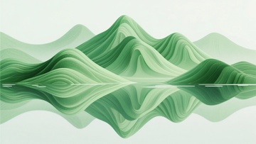绿色山峦倒影插画281