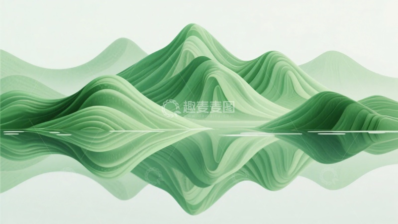 高清大图下载【趣麦麦图】-绿色山峦倒影插画281
