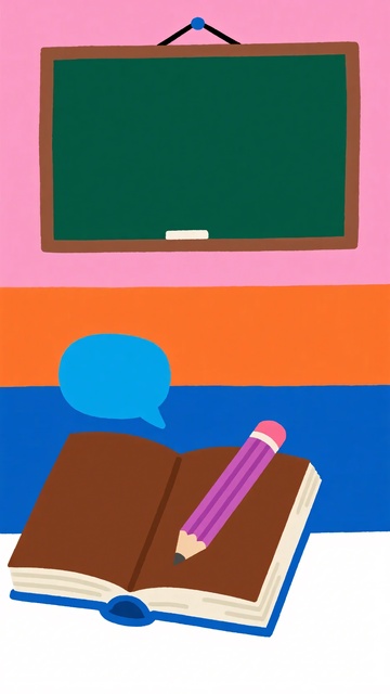 书本铅笔与黑板插画446
