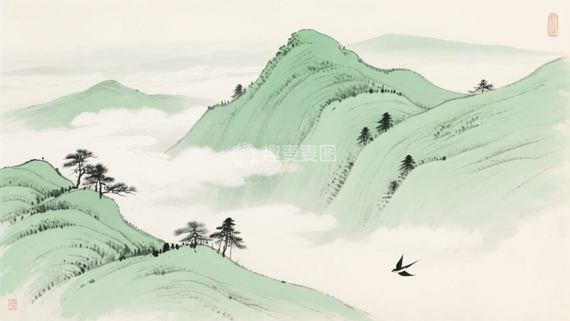 高清大图下载【趣麦麦图】-中式青绿山水风景图920