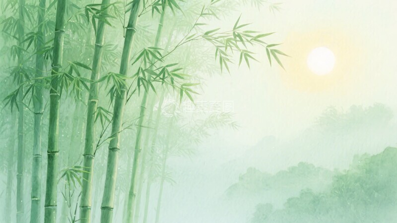 高清大图下载【趣麦麦图】-竹林晨景插画119