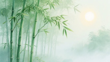 竹林晨景插画708