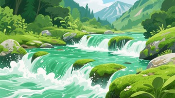 山间溪流的清新自然风景491