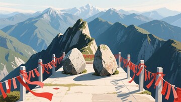山巅风景与祈福红绸景观407