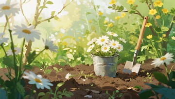 春日花园种花场景插画963