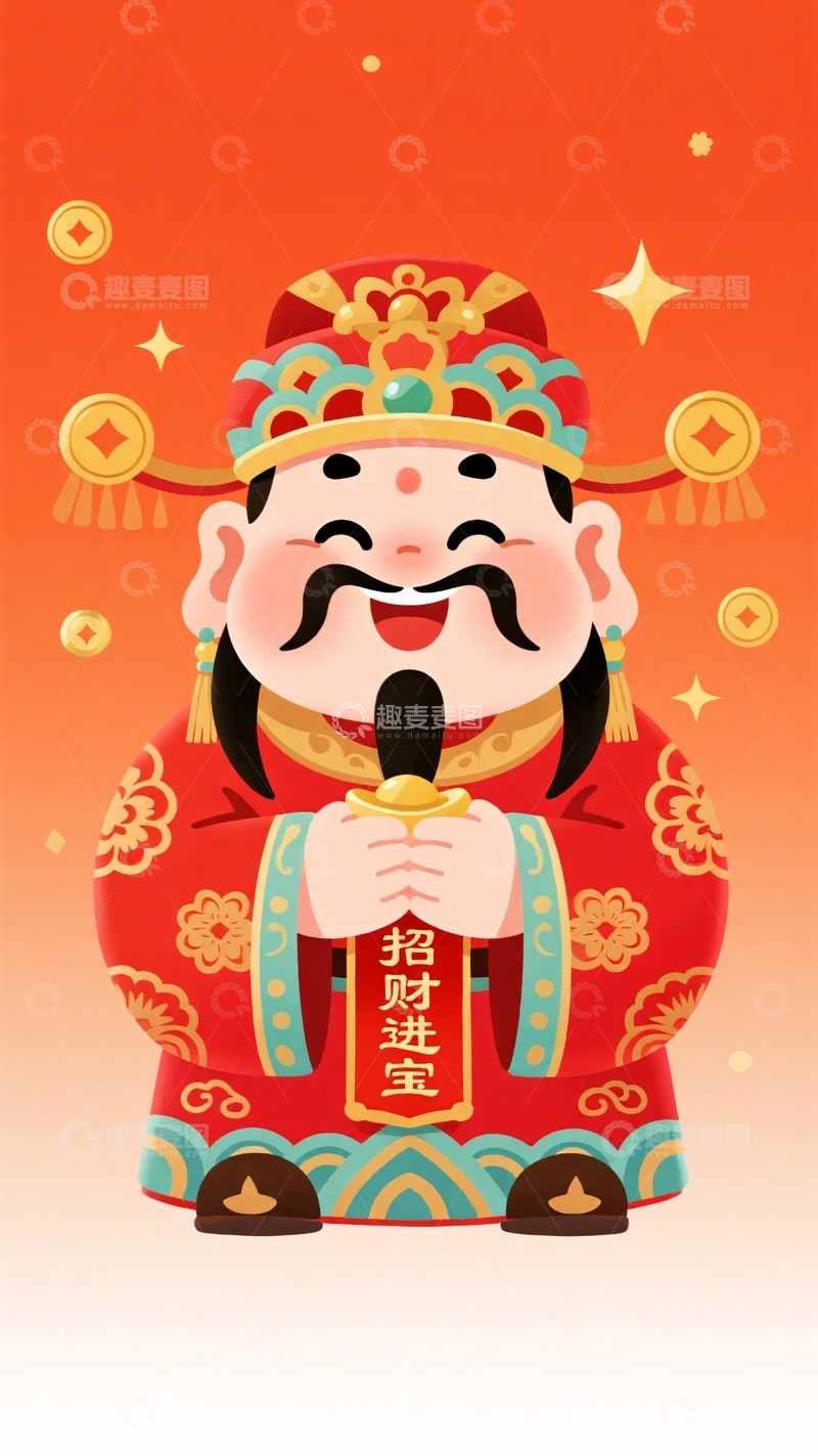 高清大图下载【趣麦麦图】-喜庆财神形象插画482
