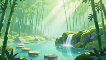 竹林间的清幽溪流景观356