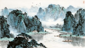 水墨山水国画风景图873