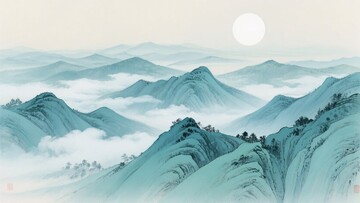 水墨风格的山川云海图景181