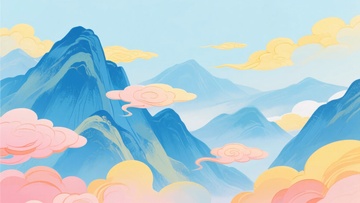 梦幻风格山峦云朵插画122