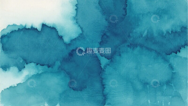 高清大图下载【趣麦麦图】-蓝绿色水彩晕染背景图034