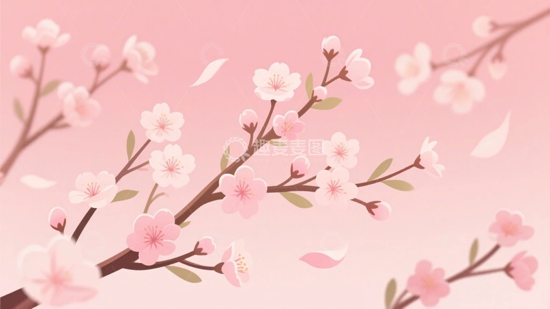 高清大图下载【趣麦麦图】粉色烂漫樱花插画030