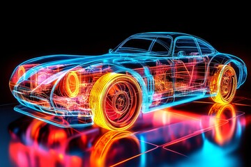 炫彩线条勾勒的透明汽车320