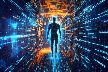 科技感的人形轮廓与光影通道678