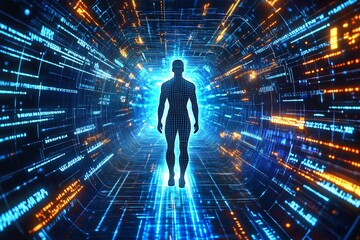 科技感人形光影隧道画面629