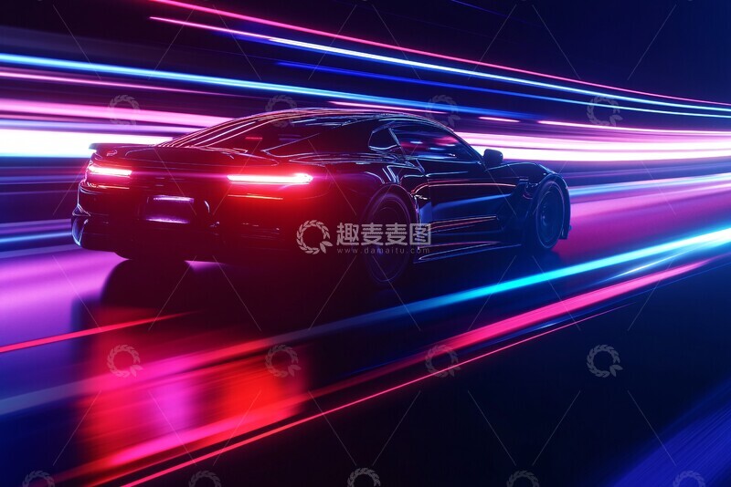 高清大图下载【趣麦麦图】-炫酷跑车在流光中飞驰469