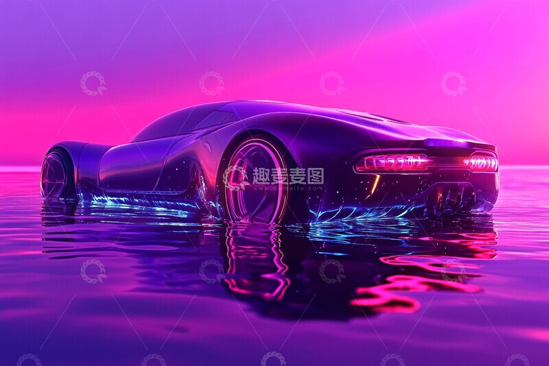 高清大图下载【趣麦麦图】-梦幻紫粉色水中超跑325