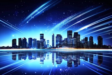 璀璨星空下的城市夜景382