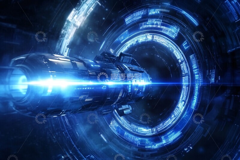 高清大图下载【趣麦麦图】-科幻风格蓝色科技隧道画面120