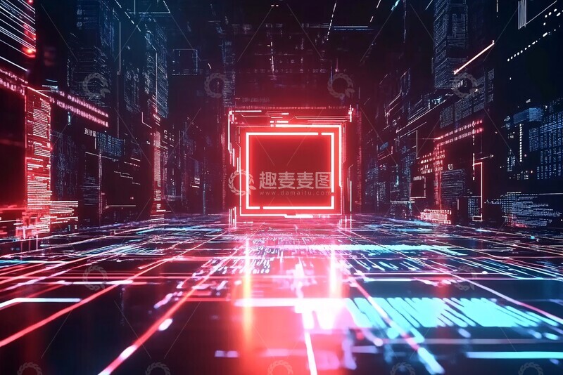 高清大图下载【趣麦麦图】-未来感霓虹科技空间场景463