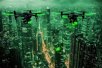 城市上空的双无人机飞行414
