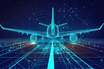 科技感飞机插画背景图573
