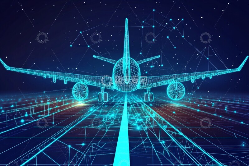 高清大图下载【趣麦麦图】-科技感飞机插画背景图573