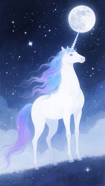 月夜下的梦幻独角兽718