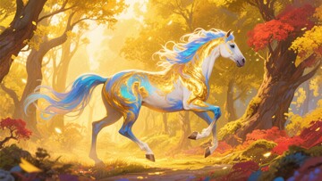 梦幻森林中奔跑的奇幻骏马440